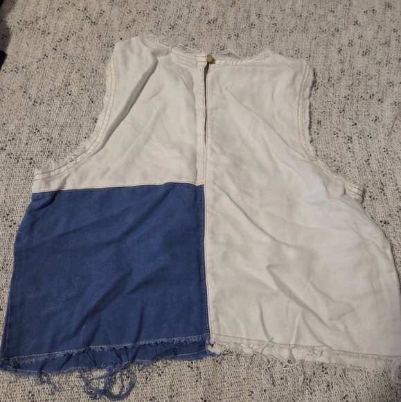 Holding Horses by Anthropologie Crop Denim Patchwork Frida Tank Top - Picture 5 of 7